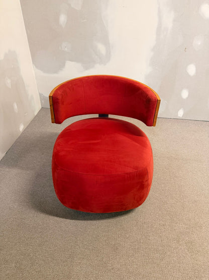 Boom Designer Sessel mit Rückenlehne Massivholz Buche rot