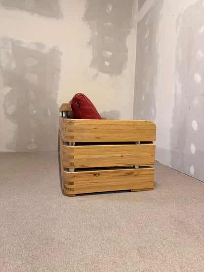 Massivholz Sofa rotes Leder Sprenger Möbel Schweiz