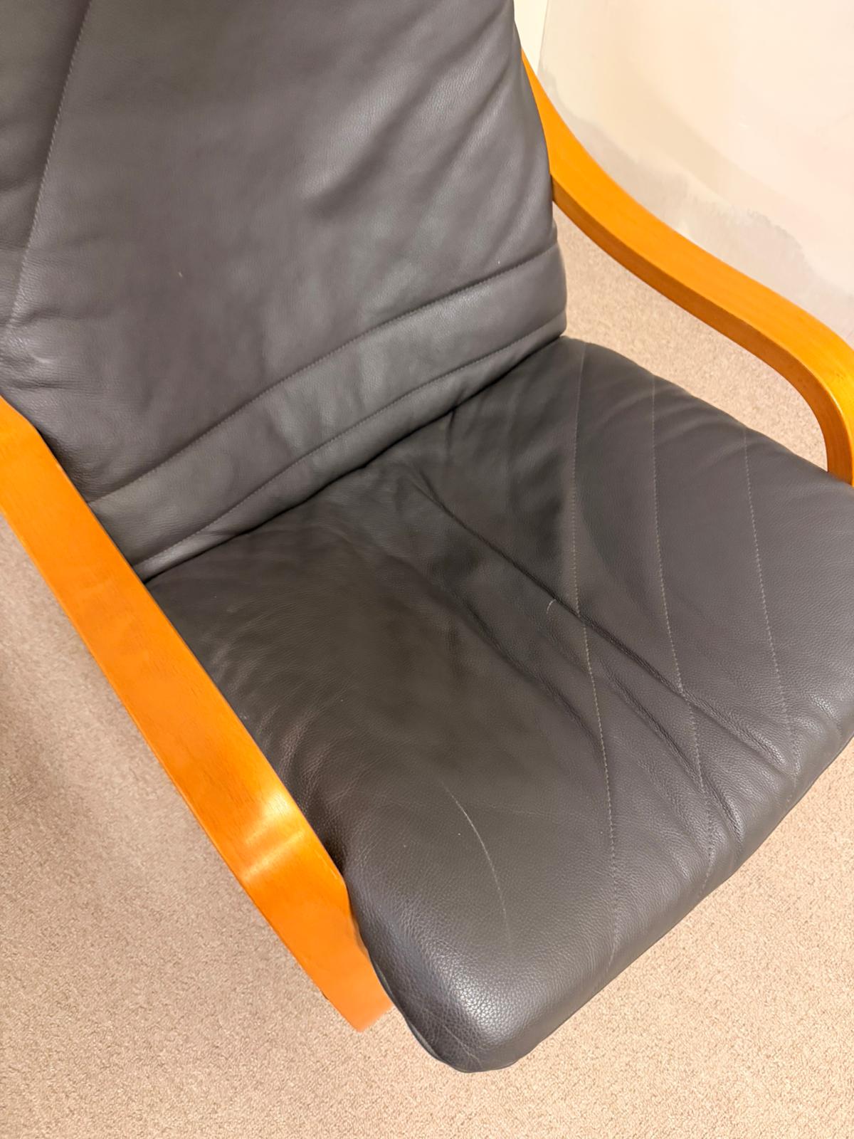 Schwedischer Schwingsessel Relaxsessel aus Leder in Grau