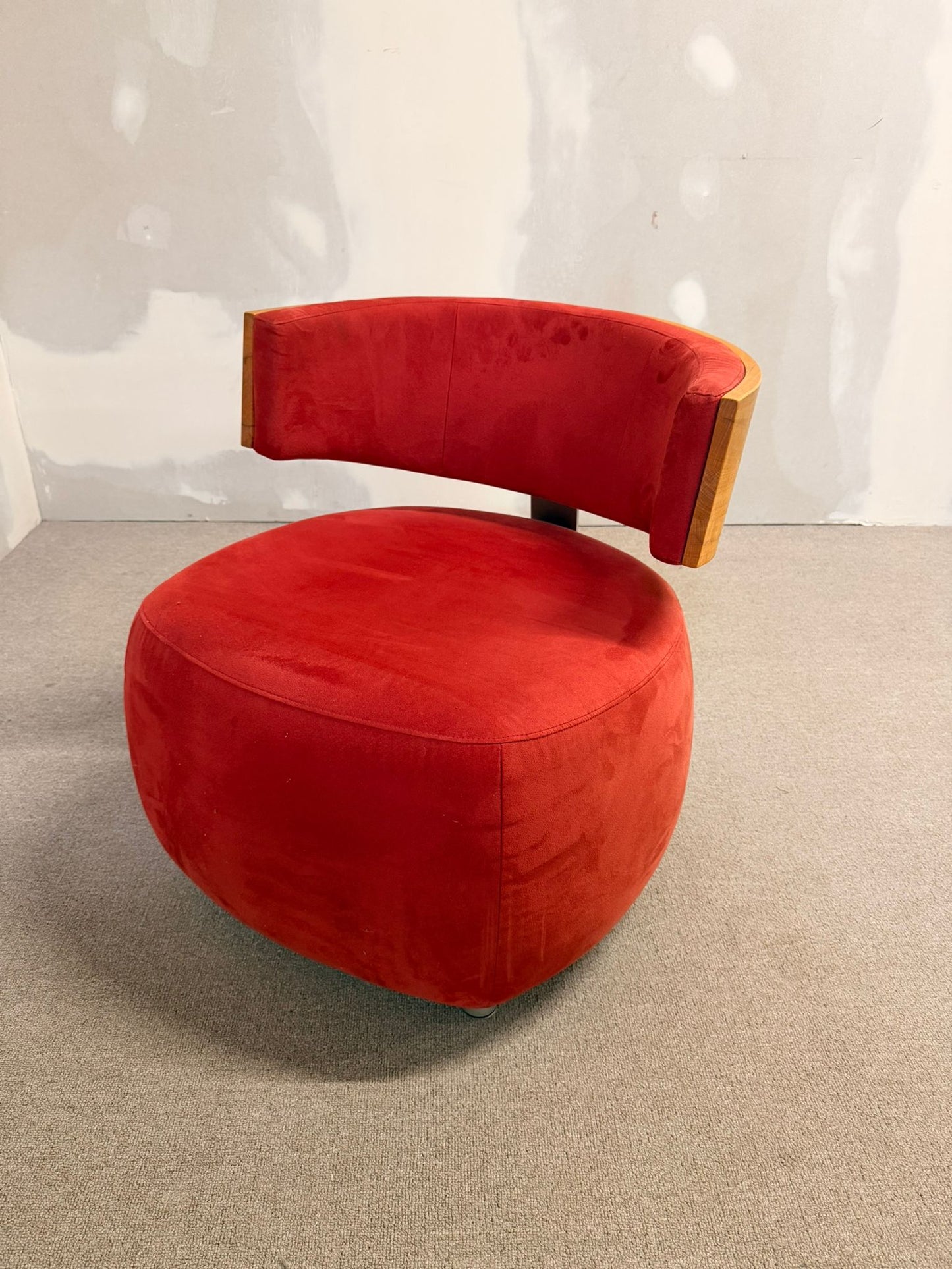 Boom Designer Sessel mit Rückenlehne Massivholz Buche rot