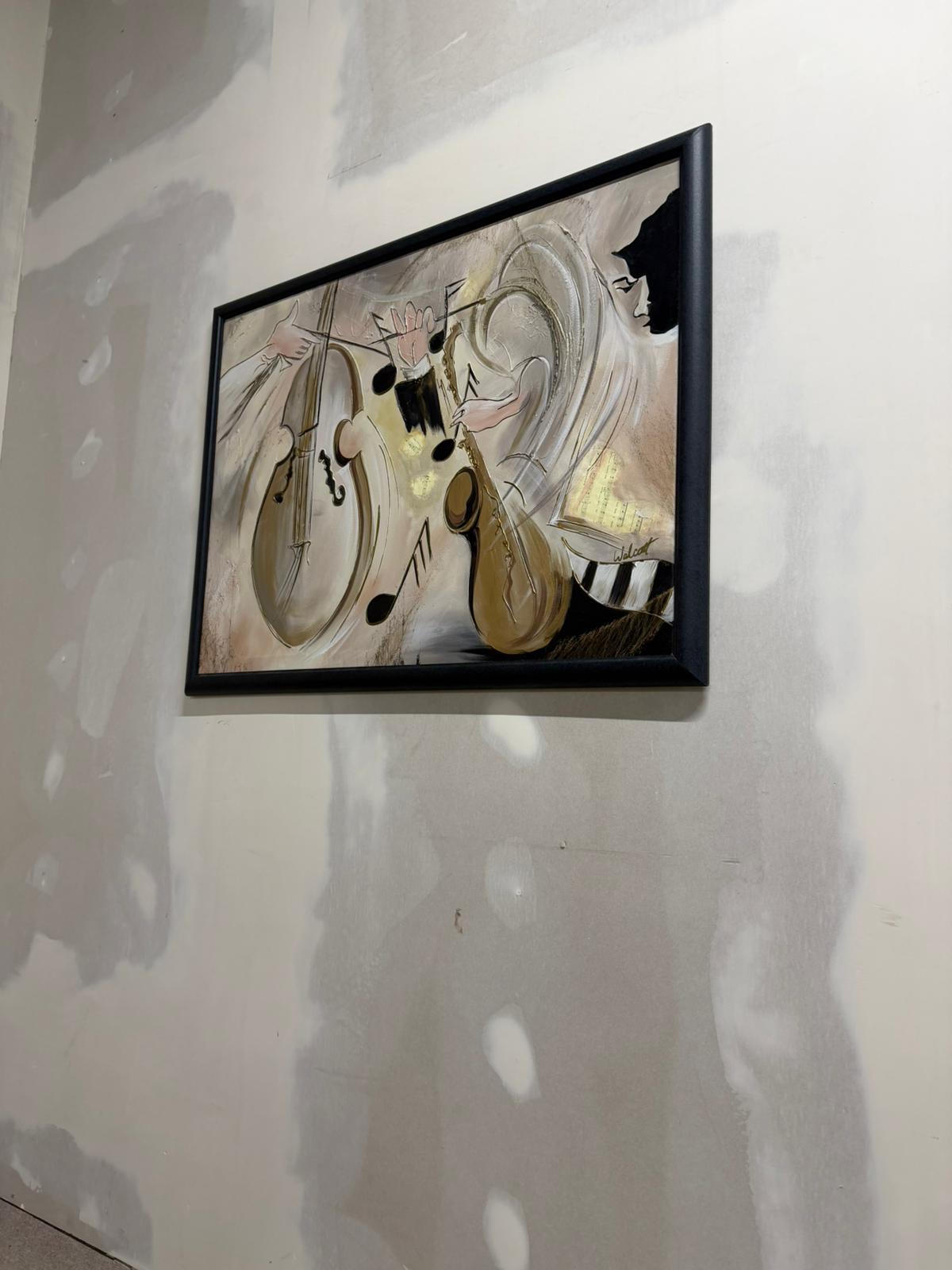 Gerahmtes Gemälde mit Jazz Motiv, Musik Kunstwerk, Bild