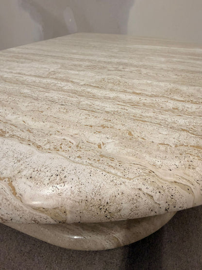 Italienischer Travertin Beistelltisch Naturstein Couchtisch
