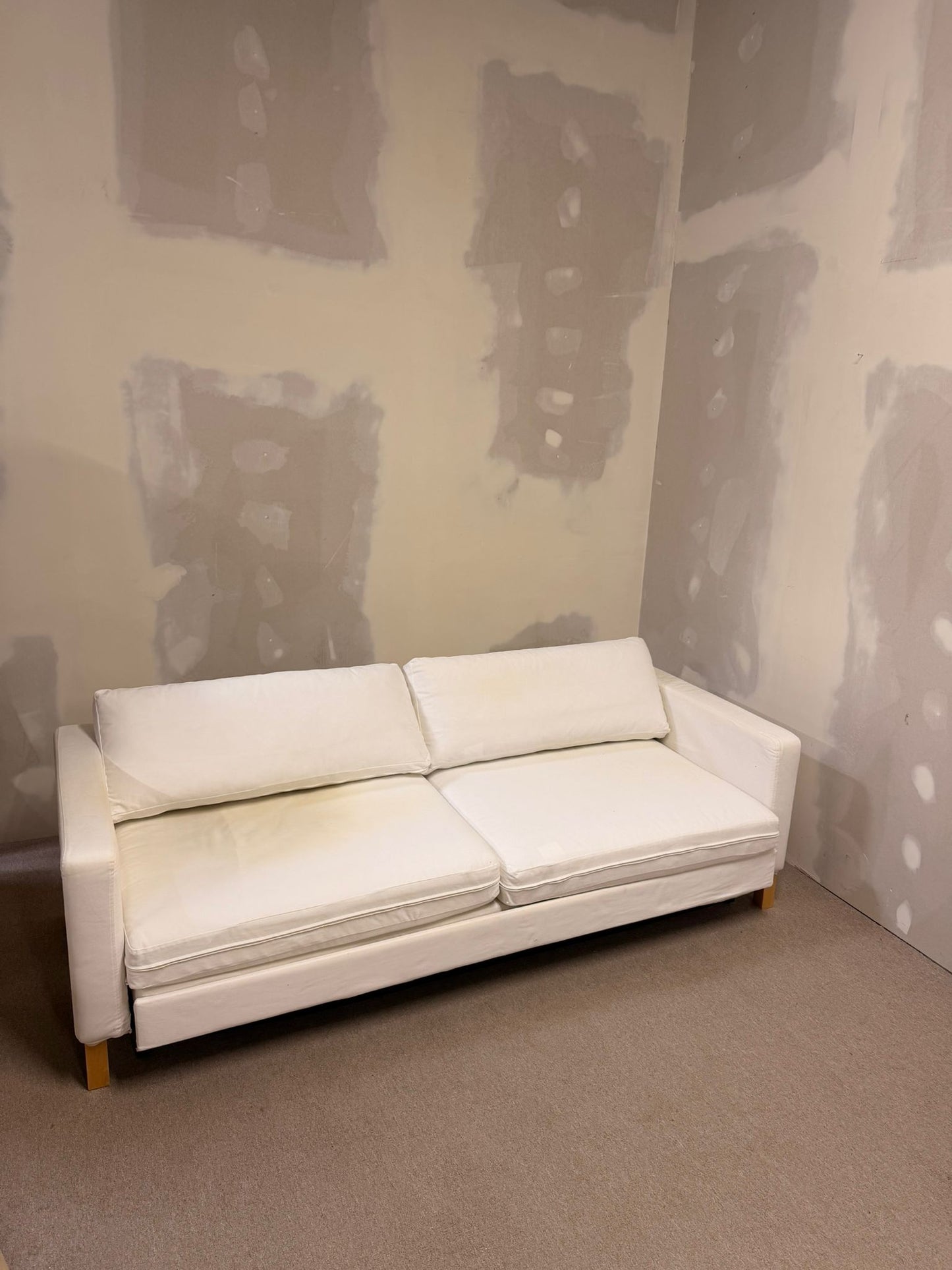 Ikea Sofa Karlstad 3-Sitzer Bettsofa weisse Stoffbezüge