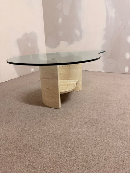 Travertin Couchtisch mit Glasplatte Coffee Table