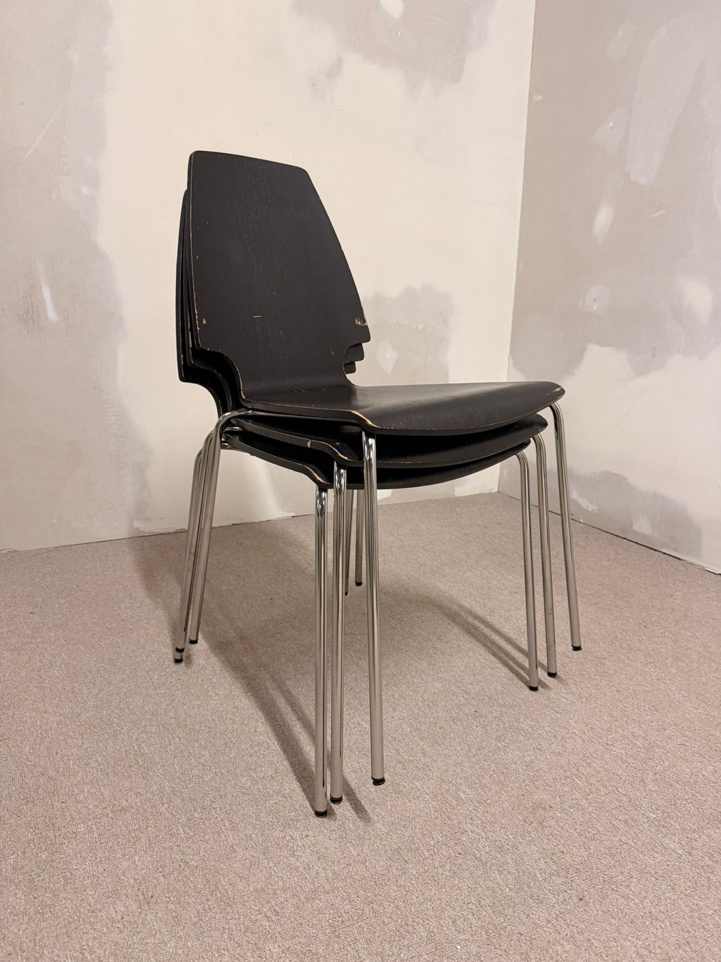 3x Ikea Vilmar Stuhl in schwarz, stapelbar