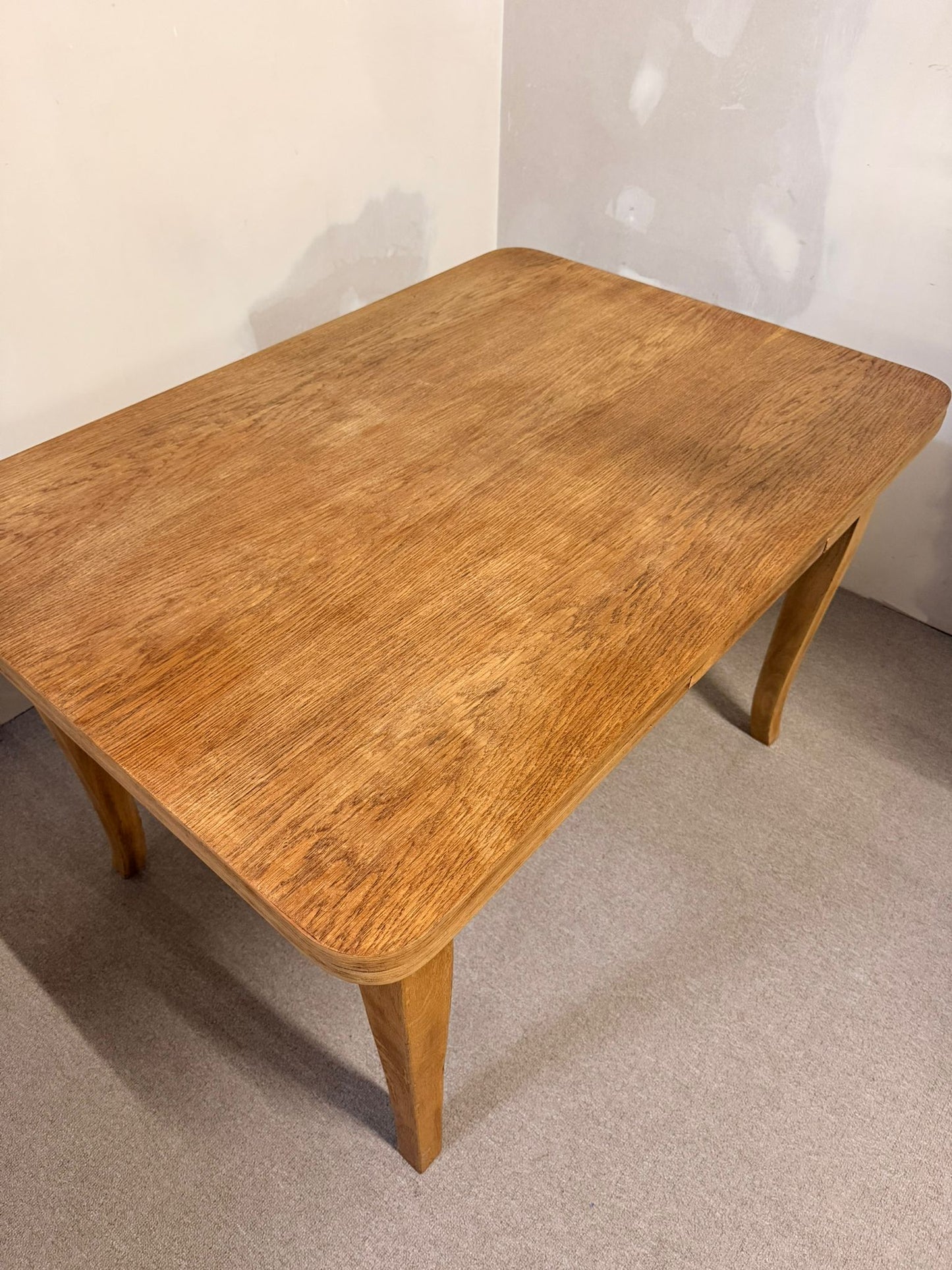 Vintage massivholz Esstisch, 2 Ausziehplatten integriert