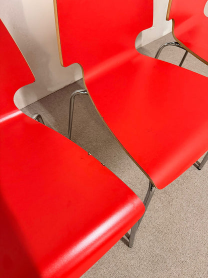 3x Ikea Vilmar Stuhl in rot, stapelbar