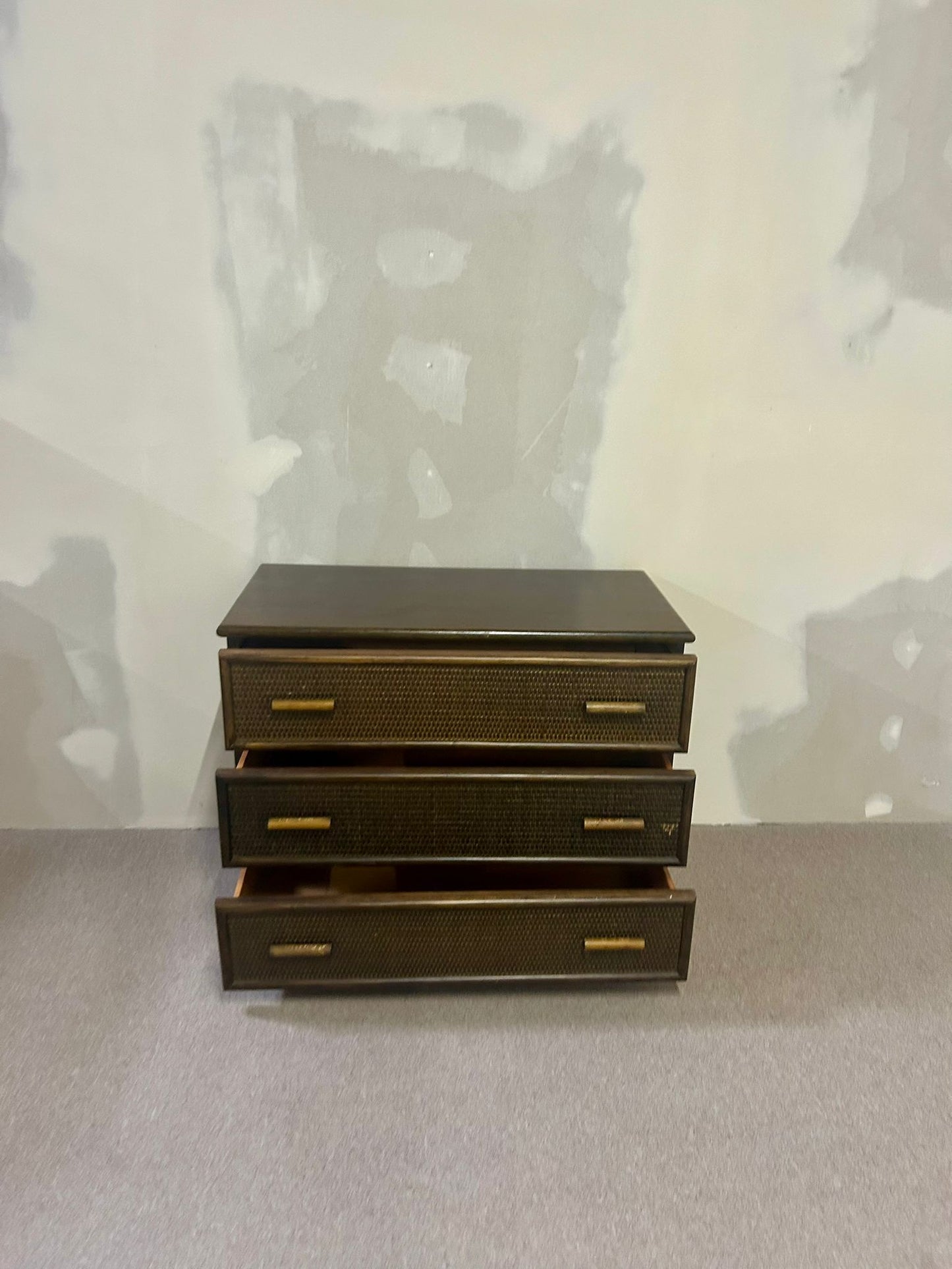 Vintage Rattan Bambus Kommode 3 Schubladen