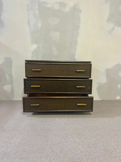 Vintage Rattan Bambus Kommode 3 Schubladen