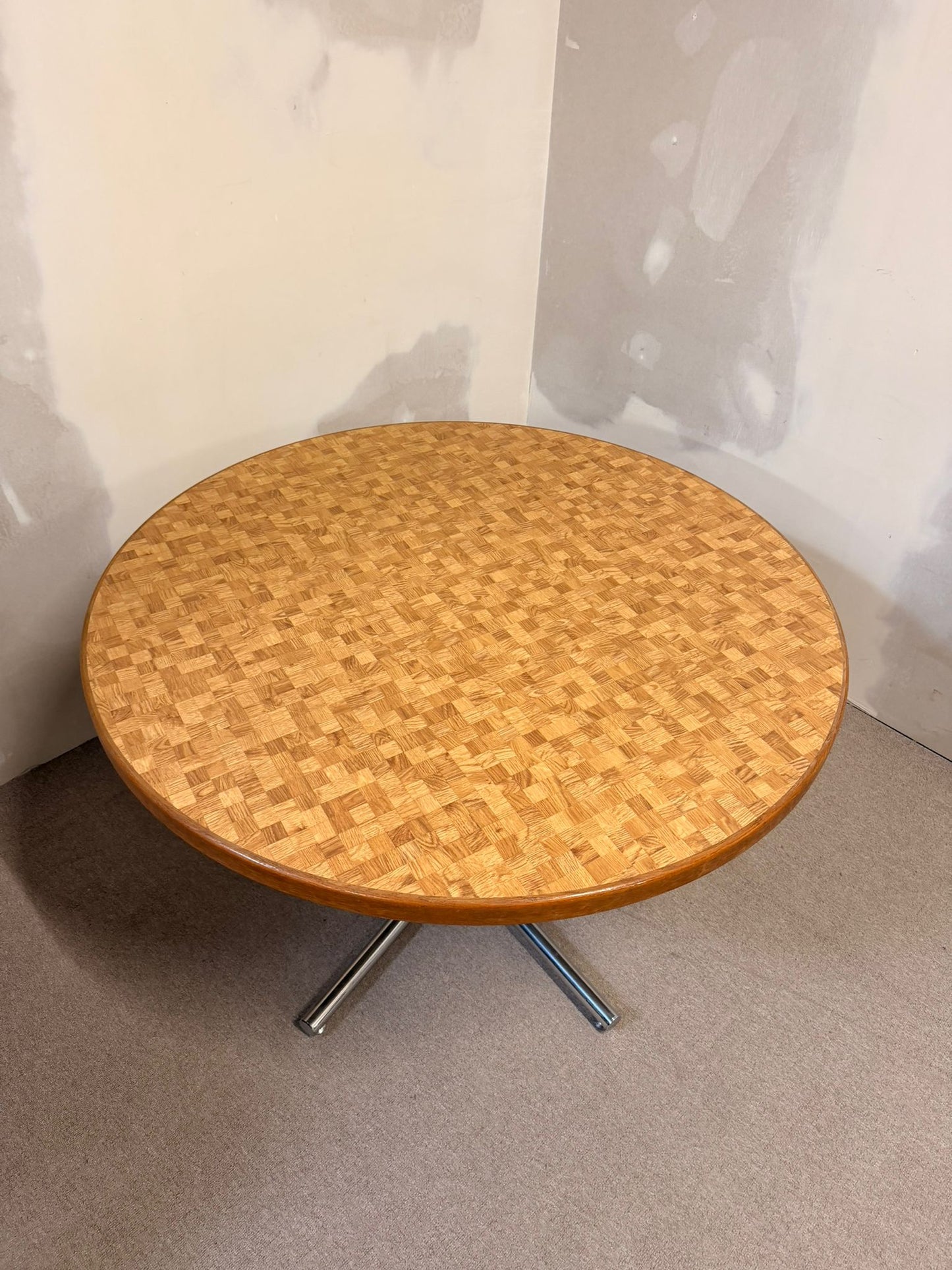 Vintage Mid Century Tisch Mosaikplatte und Chromfüsse 70er