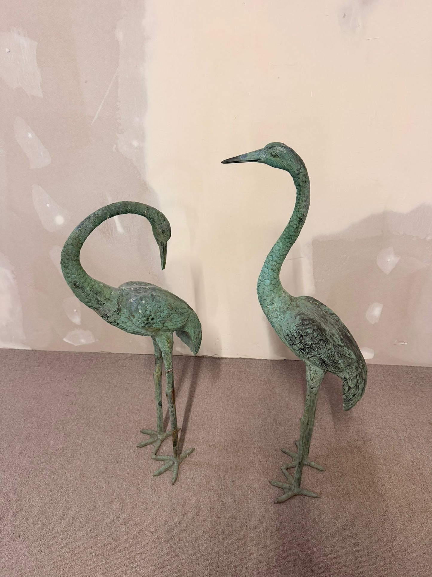 2 Reiher/ Kraniche aus Bronze, aus Italien 60er Jahre