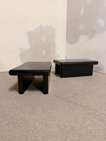 2er Set schwarze module Couchtische im Stil Rodolfo Bonetto