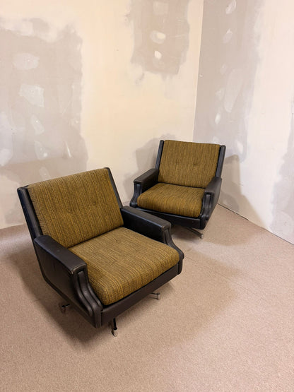 Edle Vintage Club Sessel mit drehbarem Metallfuss 70`s