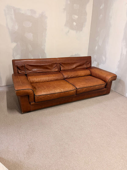 Vintage Sofa aus Leder von Josef Gobet in Cognacfarbe, Retro