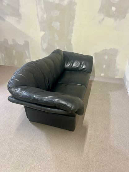 Brühl Prelude Designer Leder Sofa 3-sitzer Echtleder schwarz