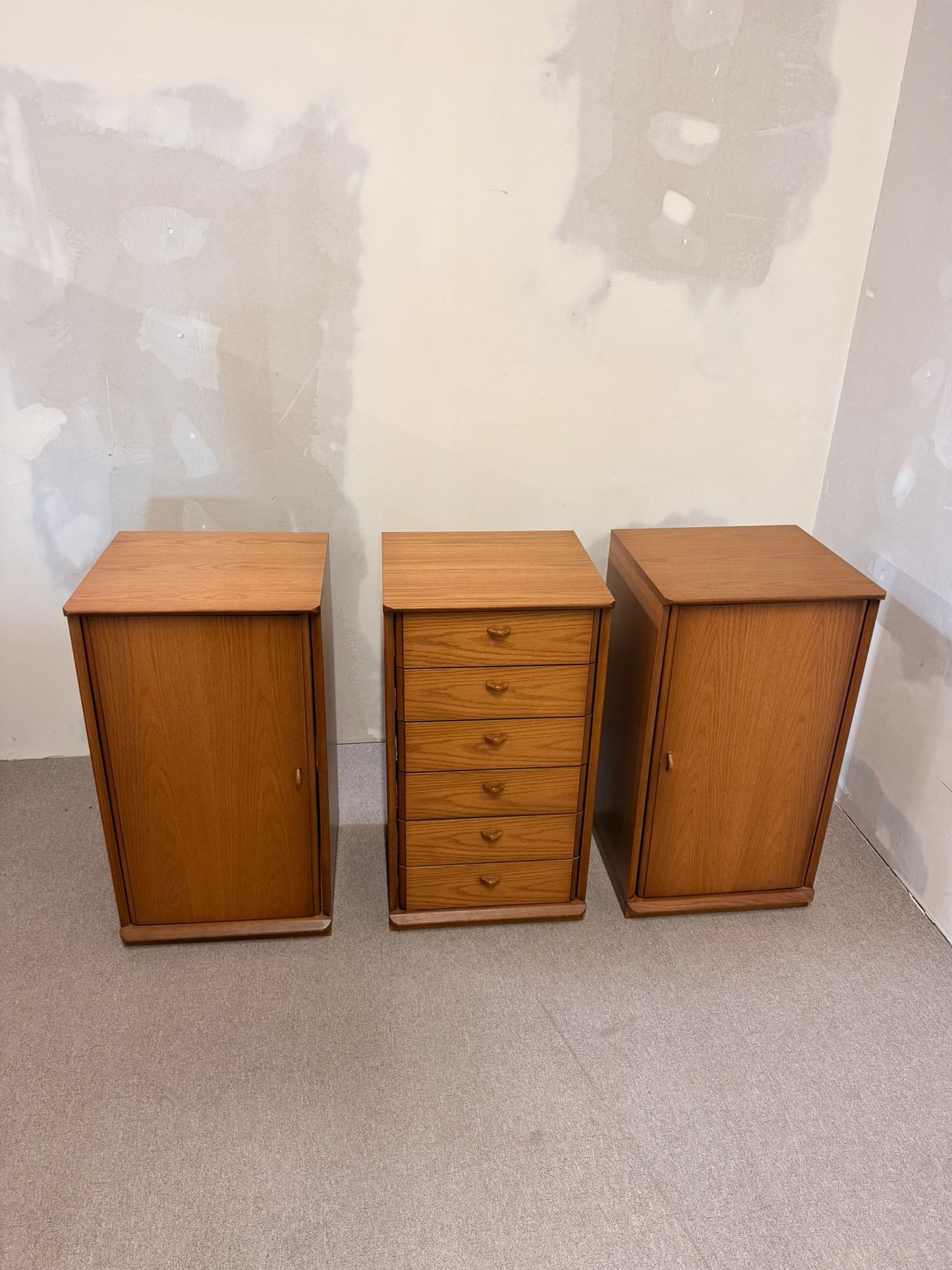 3 tlg. Mid Century Eiche Kommode Sideboard Schweizer Produkt