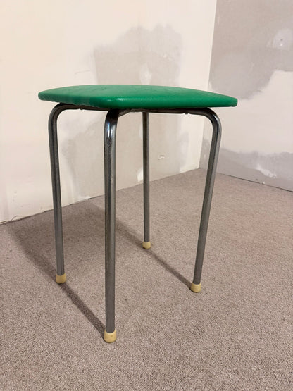 60-70er Vintage Tabourettli Hocker Sitzfläche in Grün
