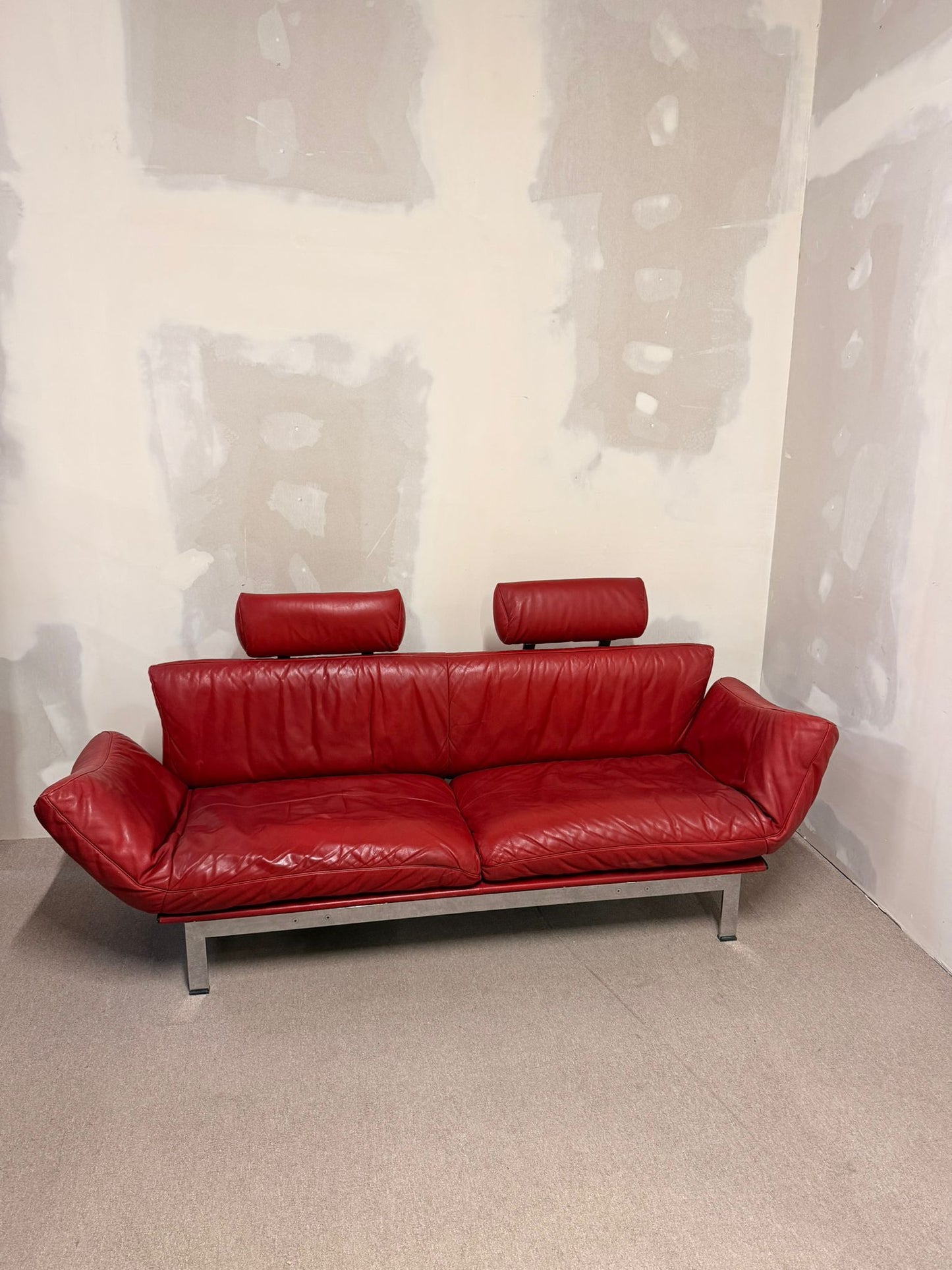 Rotes De Sede DS-140 Zweisitzer Sofa aus Leder