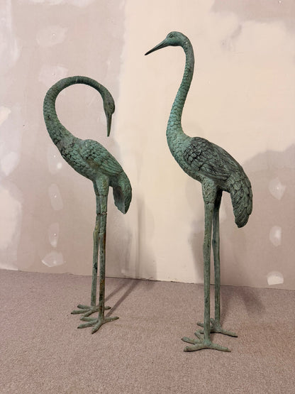 2 Reiher/ Kraniche aus Bronze, aus Italien 60er Jahre