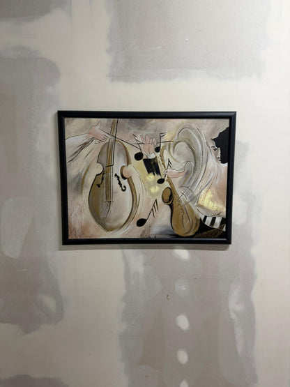 Gerahmtes Gemälde mit Jazz Motiv, Musik Kunstwerk, Bild