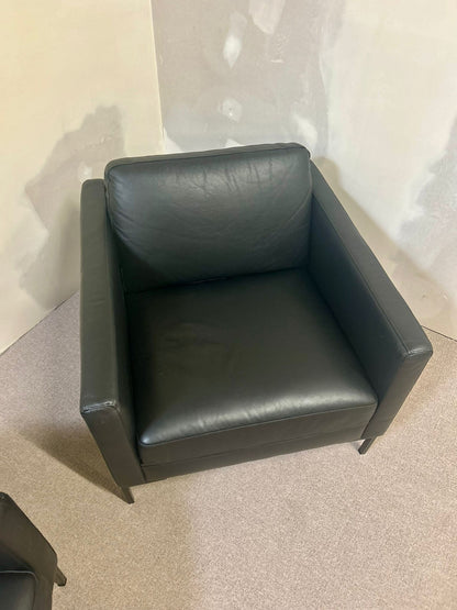 Sessel Domino SITS Schwarz Leder Metallbeine 2x Relaxsessel