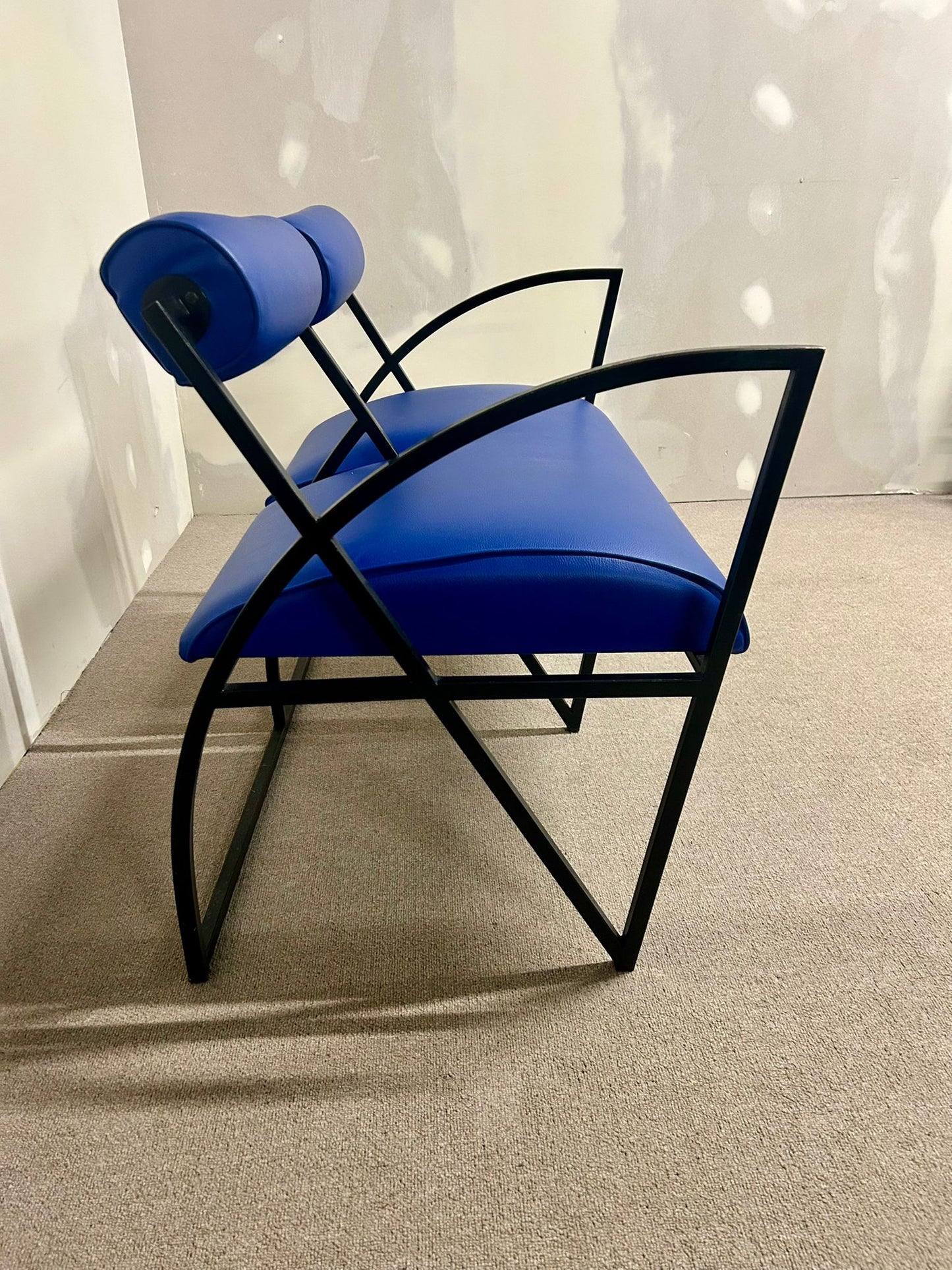 Blaue Designer Couch, Sofa, Bank 2-plätzig, Metallgestell
