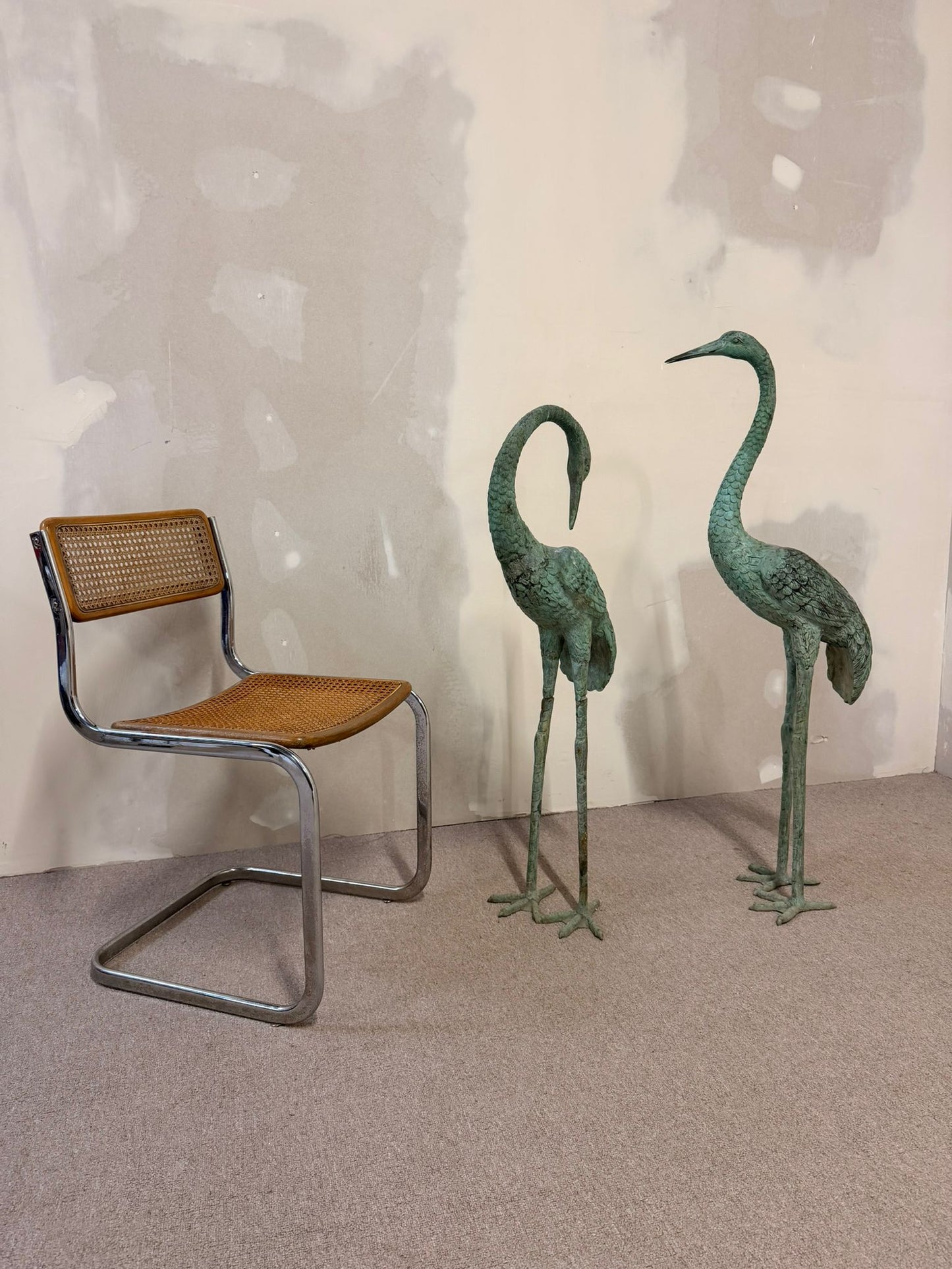 2 Reiher/ Kraniche aus Bronze, aus Italien 60er Jahre