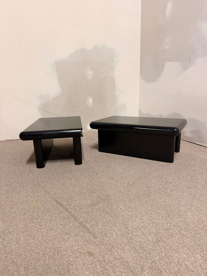 2er Set schwarze module Couchtische im Stil Rodolfo Bonetto
