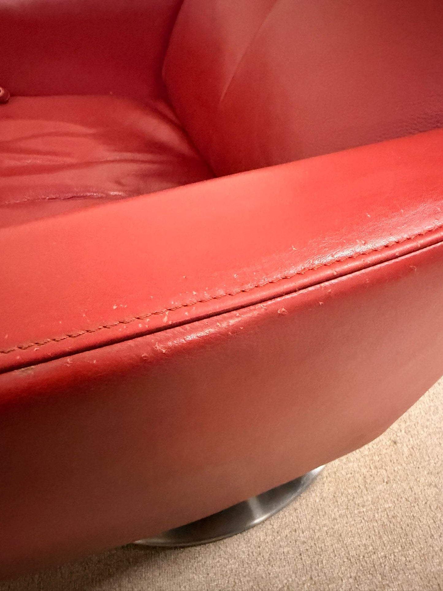 Roter Jori Relaxsessel mit Liegefunktion aus Leder
