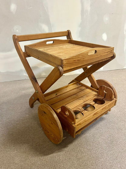 Retro Servierwagen aus Holz zusammenklappbar