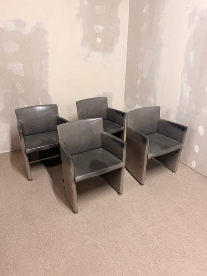 Italienische Design Leder Armlehnstühle Grau von Cappellini