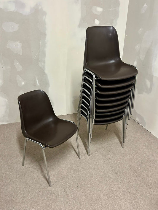 Stuhl stapelbar 2x Vintage Designklassiker braun