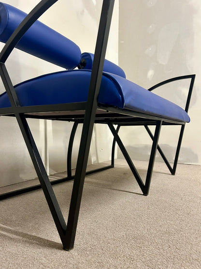 Blaue Designer Couch, Sofa, Bank 2-plätzig, Metallgestell