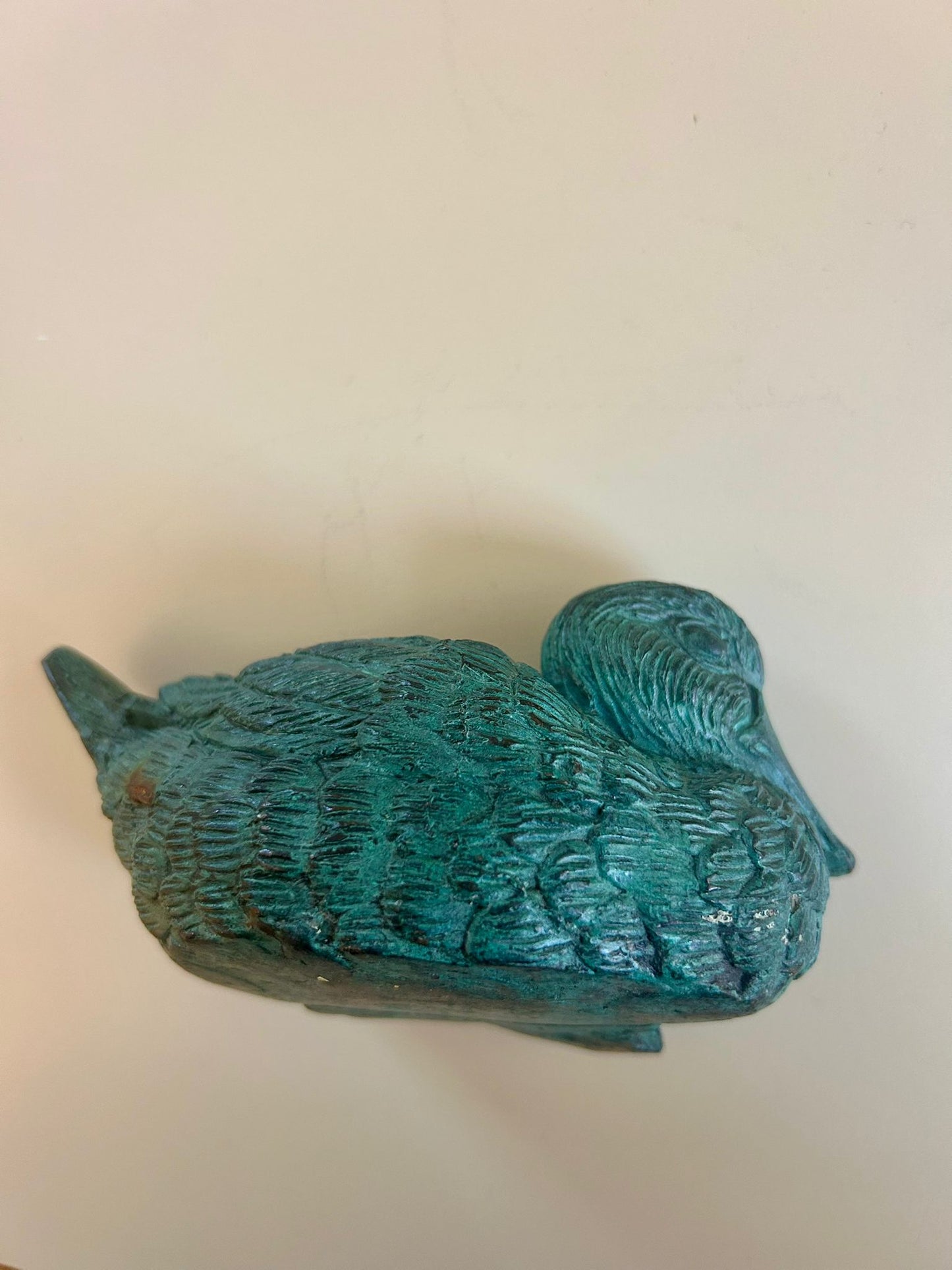 Vintage Deko-Ente aus Bronze in Grün, für Haus oder Garten