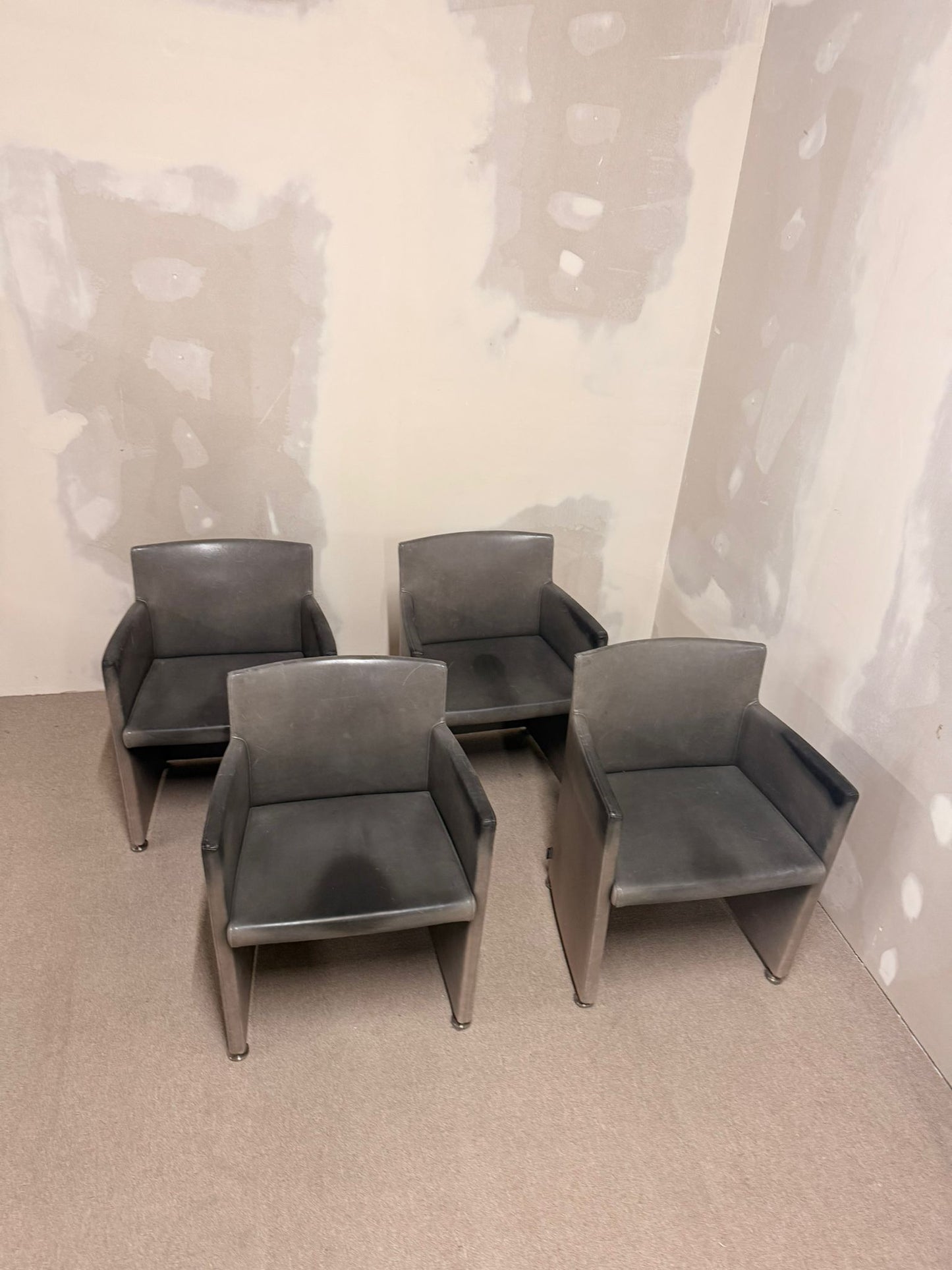 Italienische Design Leder Armlehnstühle Grau von Cappellini