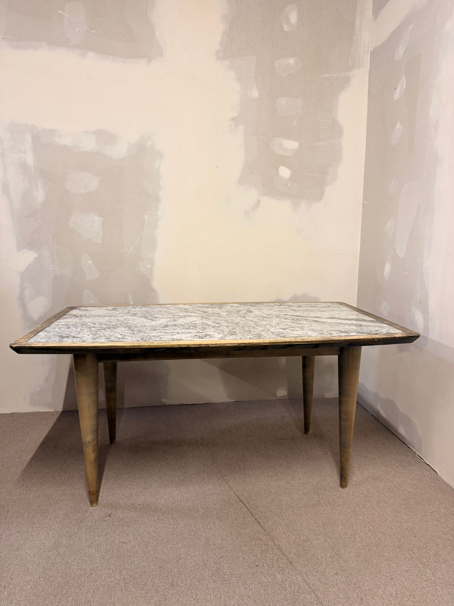 Vintage Esstisch aus Holz mit Granitplatte 60`s Design Tisch