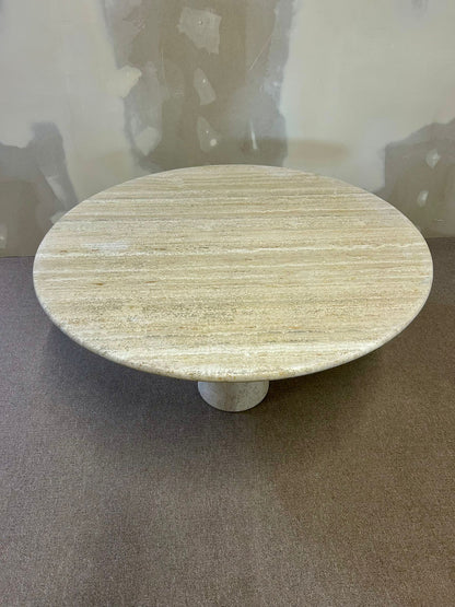 Runder Designer Travertin Esstisch Vintage 2-teilig