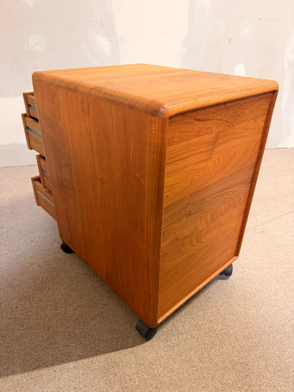 Vintage Teakholz Rollcontainer mit 4 Schubladen 1 Ablagefach