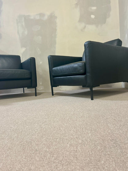 Sessel Domino SITS Schwarz Leder Metallbeine 2x Relaxsessel