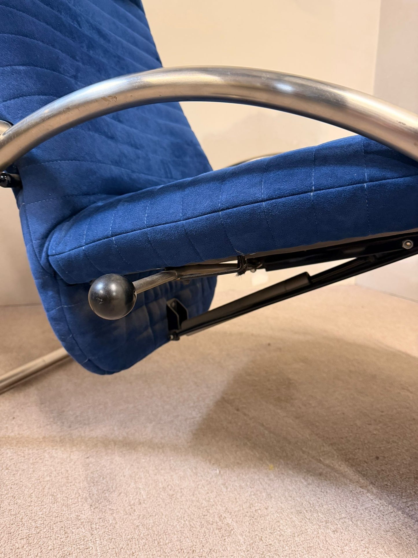 Blaue skandinavische verstellbare Relaxliege Sessel von 1980