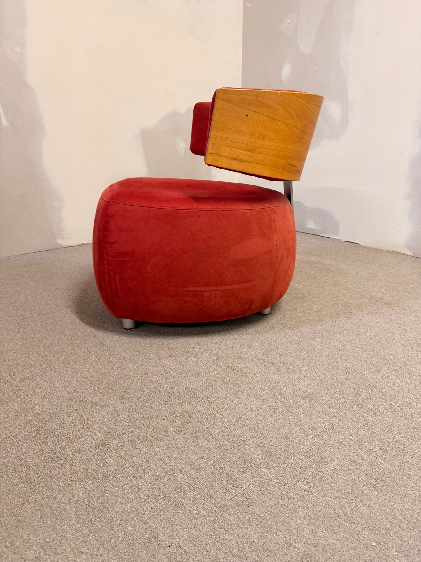 Boom Designer Sessel mit Rückenlehne Massivholz Buche rot