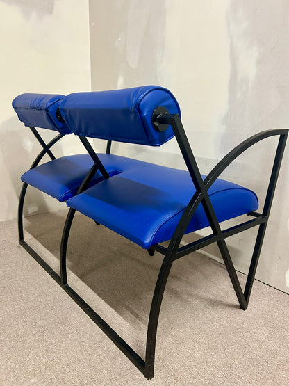 Blaue Designer Couch, Sofa, Bank 2-plätzig, Metallgestell