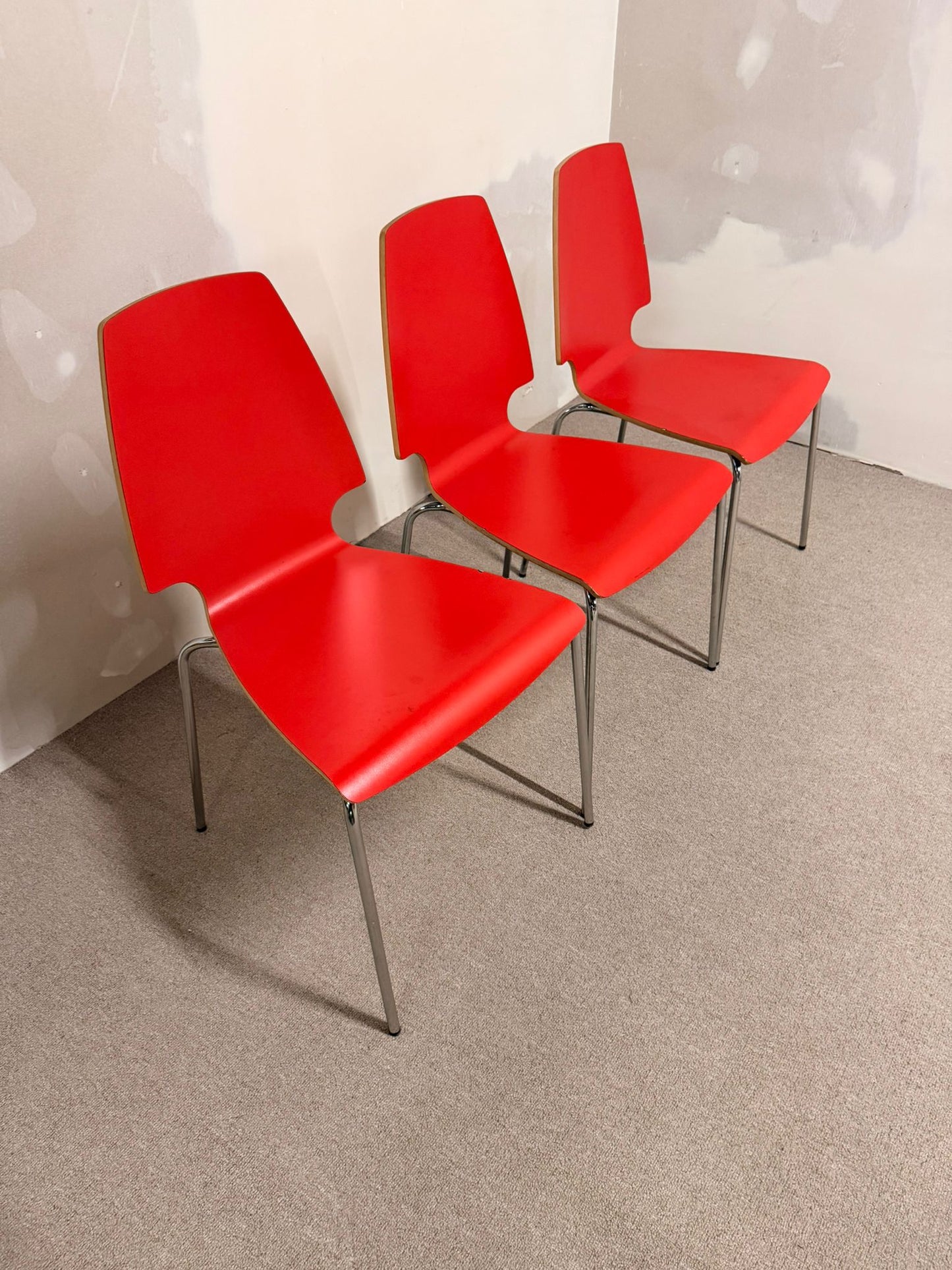 3x Ikea Vilmar Stuhl in rot, stapelbar
