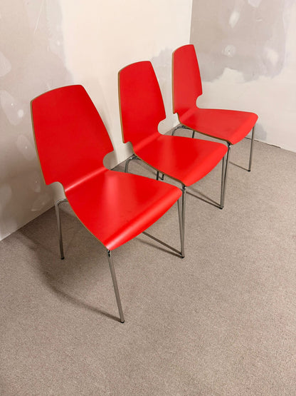 3x Ikea Vilmar Stuhl in rot, stapelbar