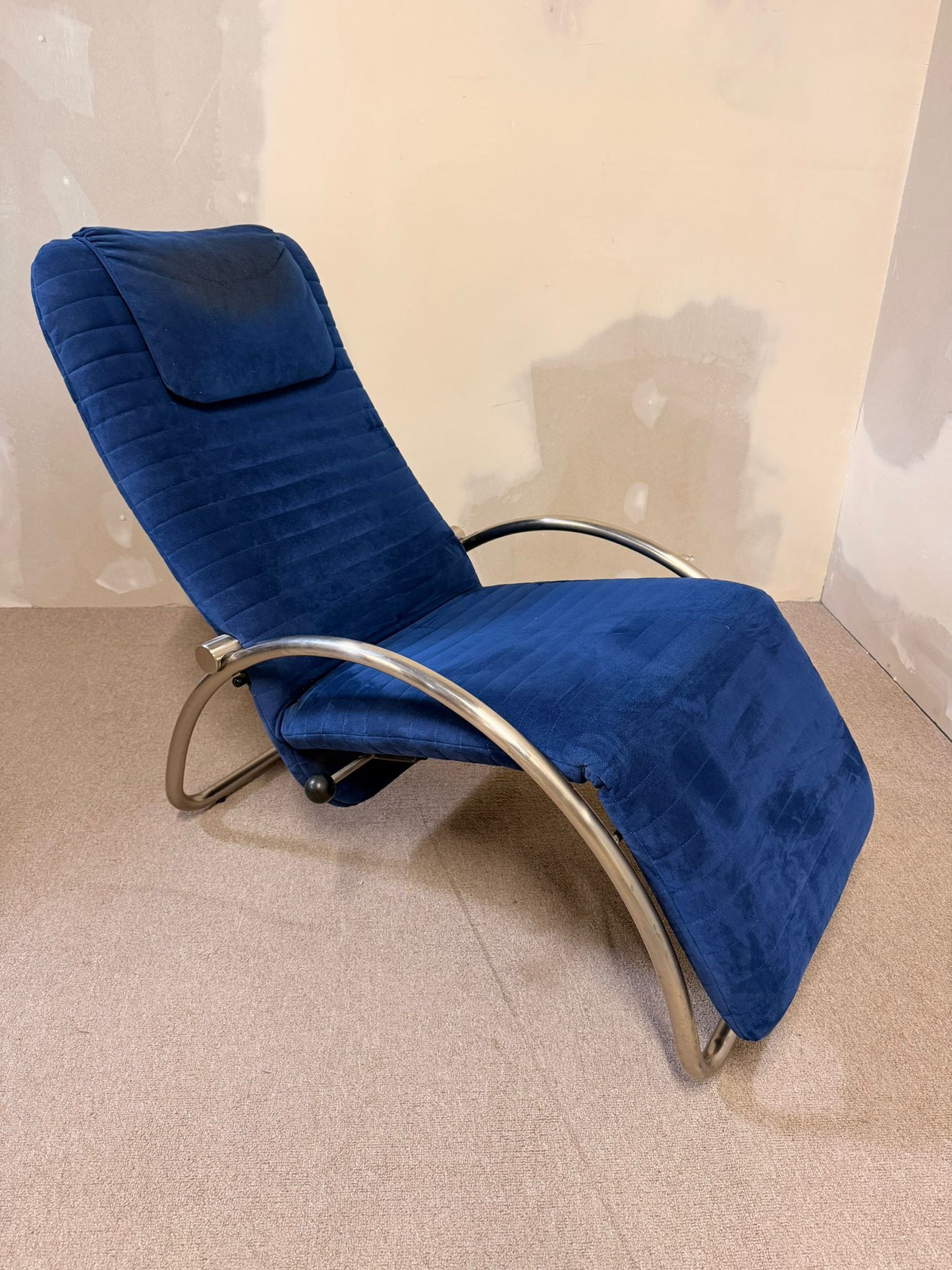 Blaue skandinavische verstellbare Relaxliege Sessel von 1980