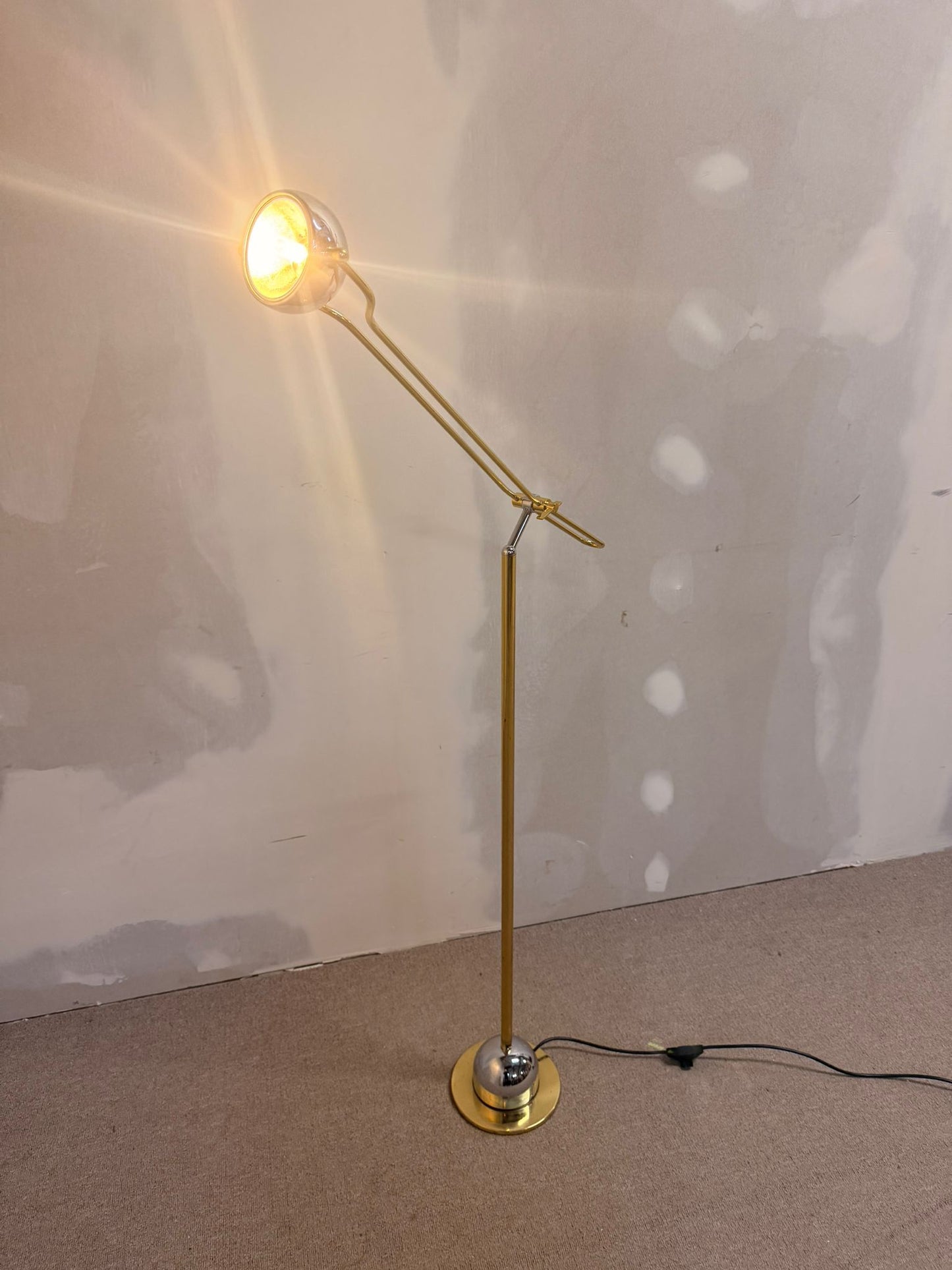 Stylische vintage Stehlampe, Gold/Chrome aus Messing