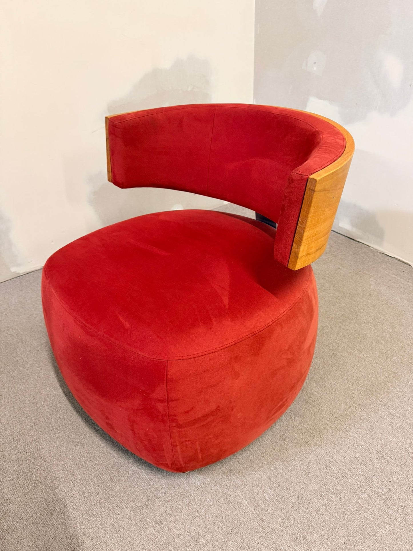 Boom Designer Sessel mit Rückenlehne Massivholz Buche rot