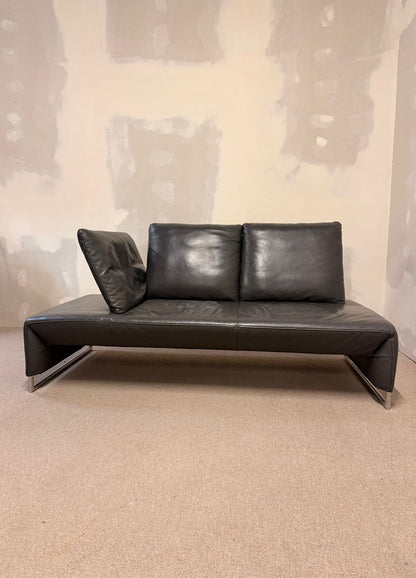 Koinor 2er Designersofa Ramon aus  Leder Grau, Metallfüsse