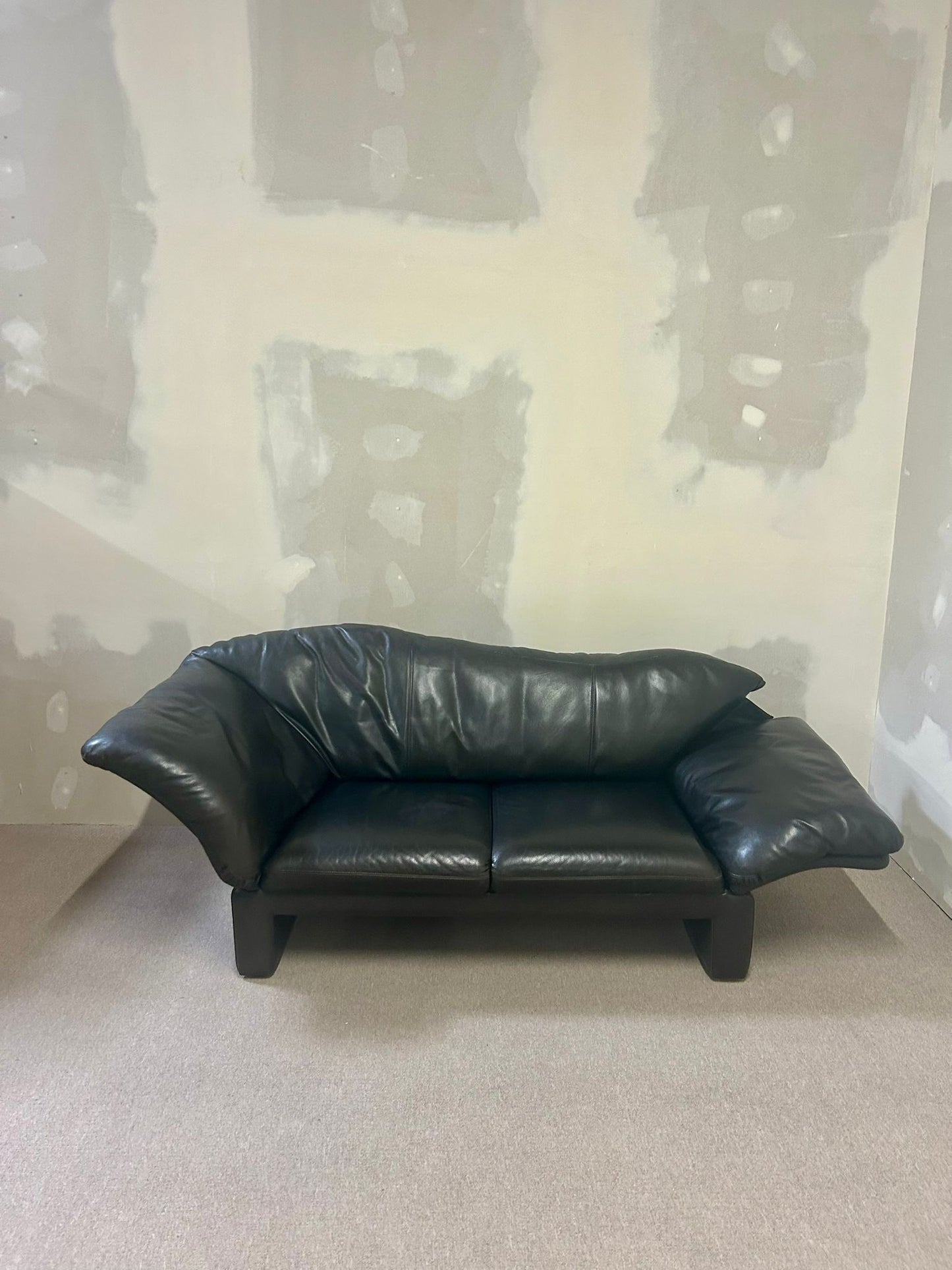 Brühl Prelude Designer Leder Sofa 3-sitzer Echtleder schwarz