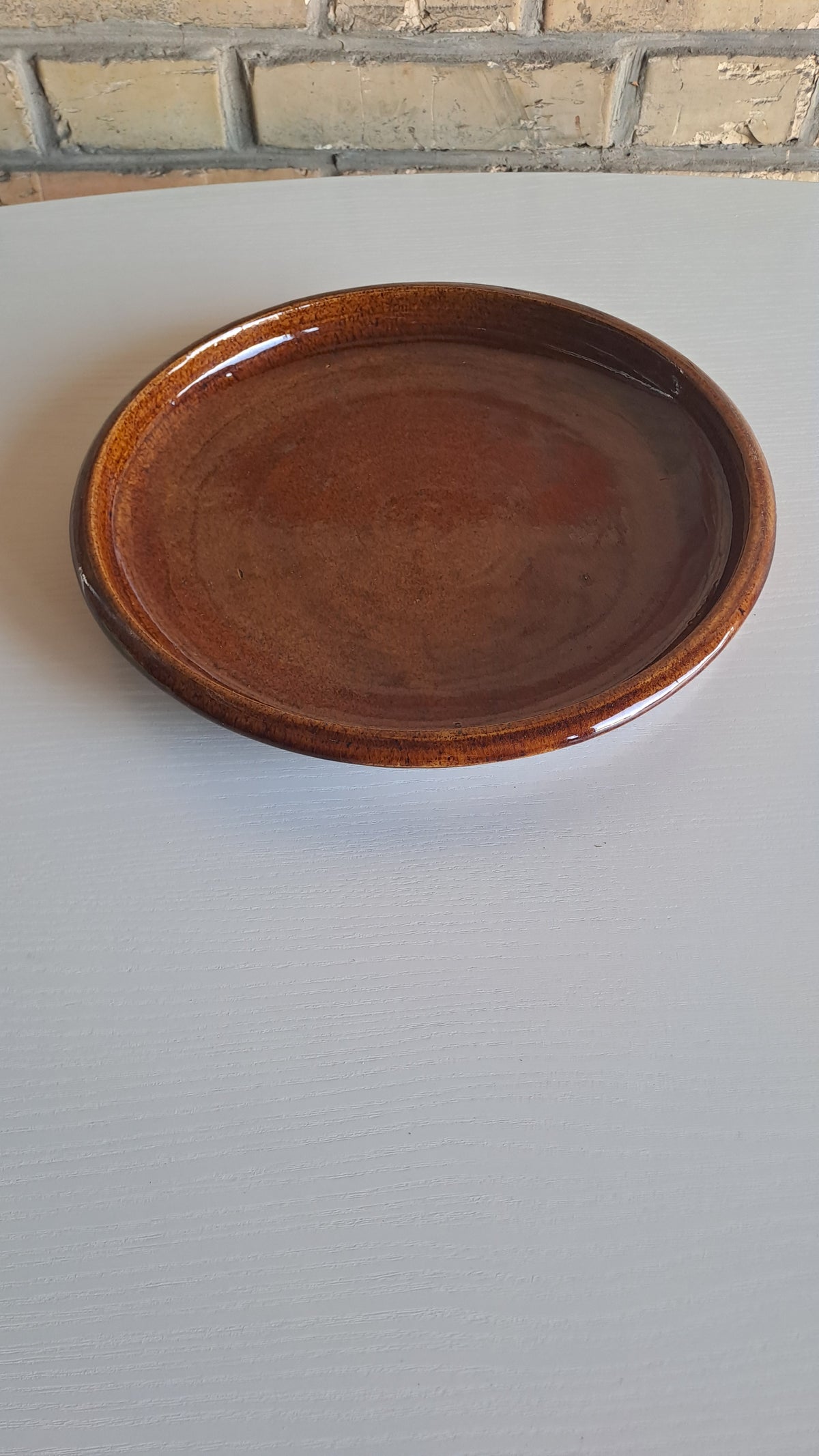 Vintage Studiokeramik Servierteller Braun handgefertigt